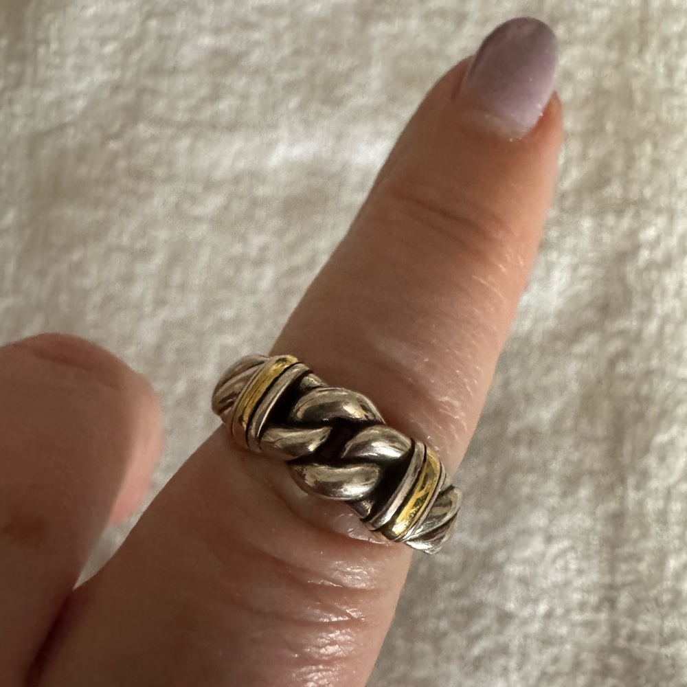 David Yurman Silver and Gold Sculptural Ring